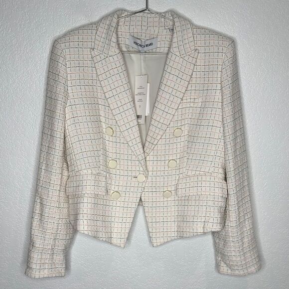 NWT Veronica Beard DIEGO DICKEY JACKET
COLOR IVORY MULTI Tweed Dickey Size 14 - Picture 2 of 16